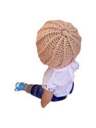 Háčkovaná čepice pro panenku Baby Born hnědá velikost obvod hlavy 34 cm