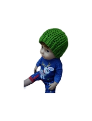 Háčkovaná čepice pro panenku Baby Born zelená obvod hlavy 34 cm