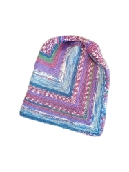 Pletená modulová čepice fialovo-vínovo-zeleno-modrá velikost univerzální