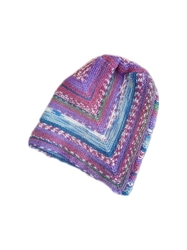 Pletená modulová čepice fialovo-vínovo-zeleno-modrá velikost univerzální