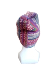 Pletená modulová čepice fialovo-vínovo-zeleno-modrá velikost univerzální