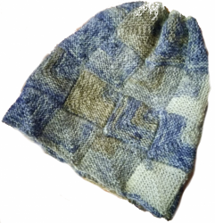 Pletená modulová čepice hnědo-modrá velikost univerzální
