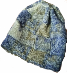 Pletená modulová čepice hnědo-modrá velikost univerzální