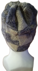 Pletená čepice z modulových čtverců hnědo-modrá velikost univerzální