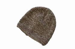 Pletená čepice hnědo-bílý melír velikost univerzální