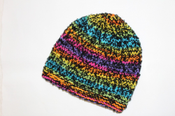 Pletená čepice duhově černý melír velikost univerzální
